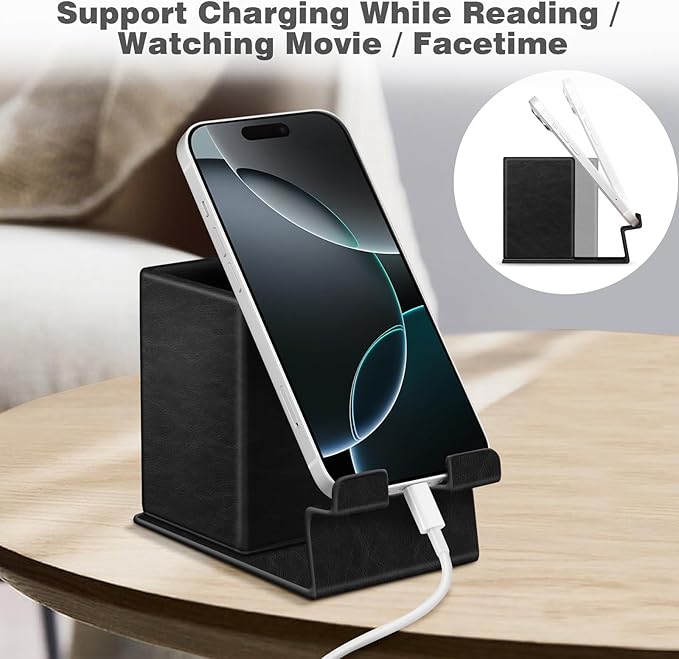 FINTIE Pencil Holder With Phone Stand, Eyeglasses Holder, Desktop Organizer Nightstand Accessories Office Supplies Case