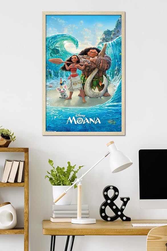 Disney Moana - Ocean Floor Wall Poster, 34L" x 22.4W", Blonde Framed Version