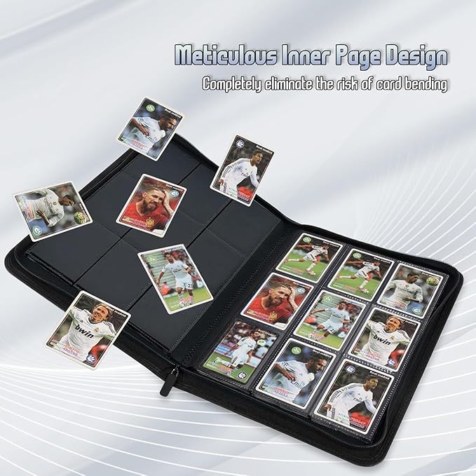 9 Pocket Card Binder - 540 Capacity with Zip Closure Premium, Double-Sided,Sturdy & Sleek PU Leather Protector for MTG, TCG, Sport & Collectible Cards (Red)
