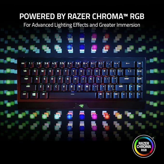 Razer BlackWidow V3 Mini HyperSpeed 65% Wireless Mechanical Gaming Keyboard: Yellow Mechanical Switches Linear & Silent - Doubleshot ABS Keycaps - Chroma RGB - Up to 200 Hr Battery - Snap Tap