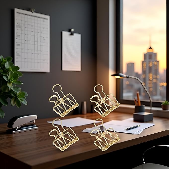 4Pcs Golden Hollow Out Long Tail Wire Binder Clips Paper Binder Clip Large 51mm Binder and Paper Clips Small in Size and Light in Weight, Clamps and Rings, Clamps and Rings
