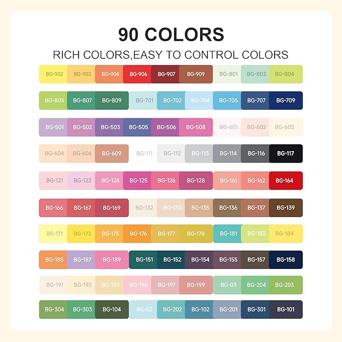 Acrylic Gel Pens for Coloring Books, Quick Dry 90 Colors 1.0mm Fine Point Gel Marker Pen for Drawing, Journaling Art