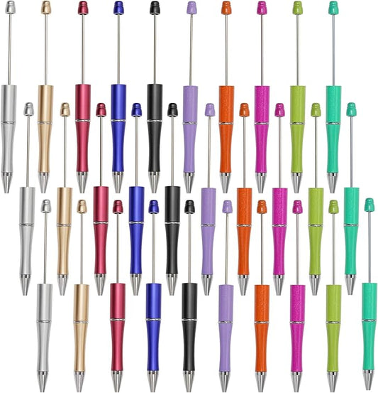 jiebor 30Pcs Beadable Pens Plastic Bead Ballpoint DIY Cute Cool Pens Black Ink for Women Men Bridal Graduation Gift Office Supplies