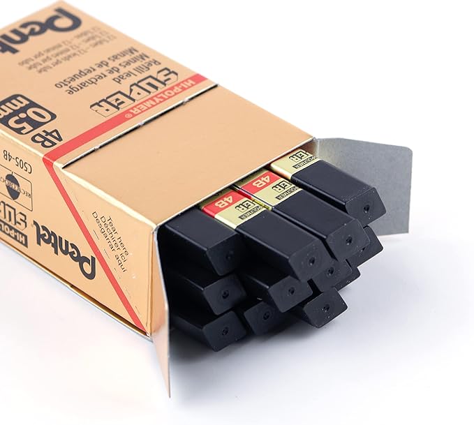 Pentel Super Hi-Polymer Lead Refill, 0.5mm, Fine, 4B, 144 Pieces of Lead (C505-4B)