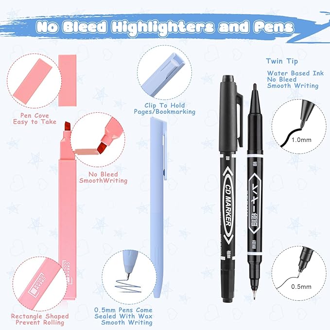 25Pcs Bible Journaling Kit, 6 No Bleed Bible Highlighters, 6 Color Pens, 90 Laminated Bible Tabs, Magnetic Bookmarks, Sticky Notes, Bible Study Supplies, Bible Study Kit for Women