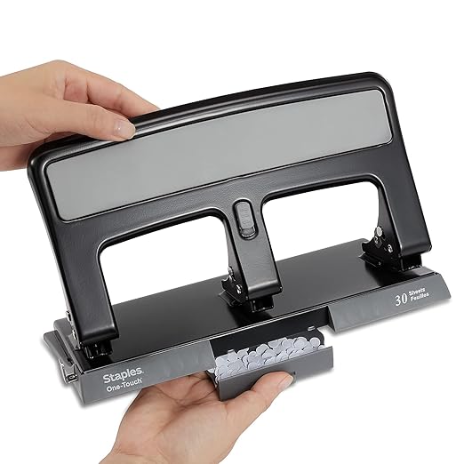 Staples One-Touch 3-Hole Punch, 30 Sheet Capacity, Black, 2/Pack (ST26614-CCVS)