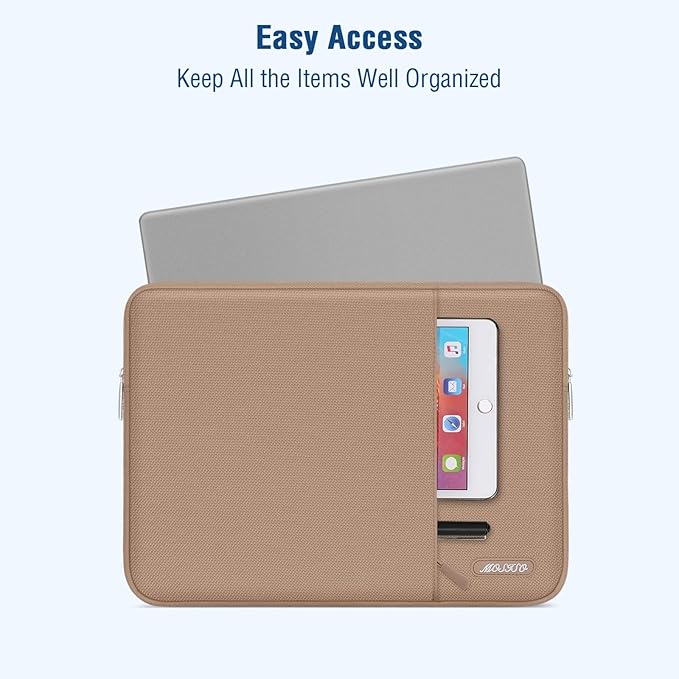 MOSISO Laptop Case 13 inch, 13 inch Laptop Sleeve Compatible with MacBook Air M4 M3 M2 M1 2025-2018 / Pro M2 M1 2025-2016, Polyester Vertical Computer Sleeve Bag with Pocket, Bronze Brown