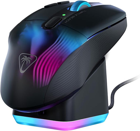 Turtle Beach Kone XP Air Wireless RGB Gaming Mouse, 19000 DPI Optical Sensor, 100-hour Rechargeable Battery & Charging Dock, 29 Programmable Inputs, Ergonomic Design, Bluetooth, 4D Wheel – Black