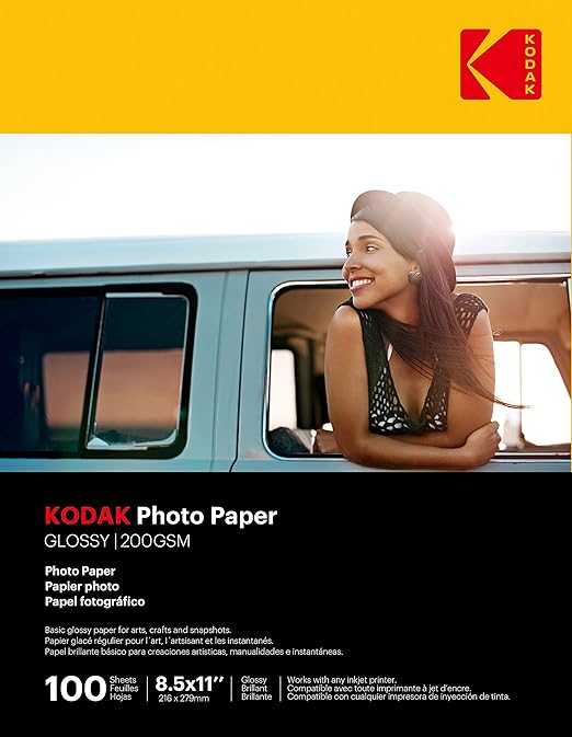 Kodak Photo Paper, 8.0 mil 200GSM, Glossy, 8-1/2 x 11, 100 Sheets/Pack