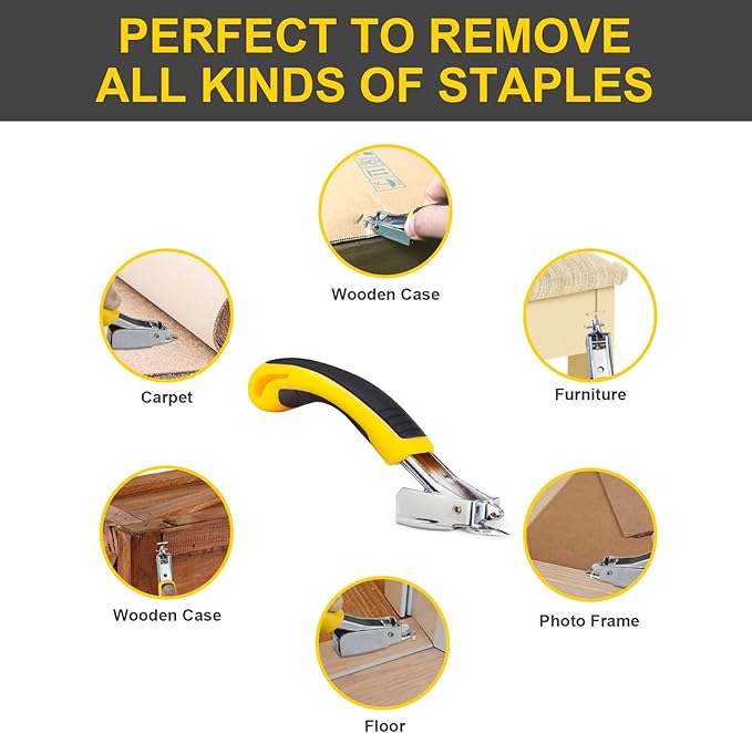 Staple Remover, Staple Puller Tool with Ergonomic Handle, Upholstery and Construction Heavy Duty Staple Removers for Removing All Kinds of Nails in Furniture, Floor, Wooden Box, Photo Frame, Carpet