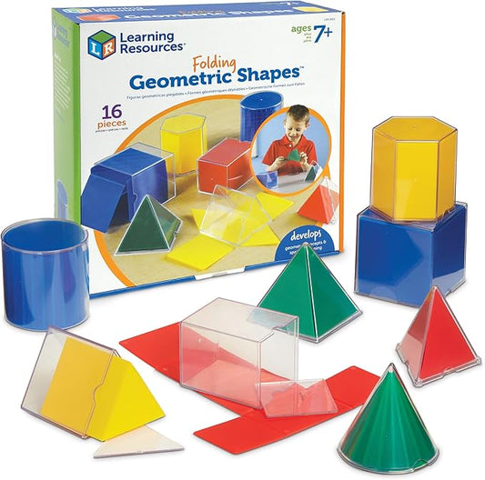 Learning Resources Folding Geometric Shapes Set - Classroom Must Haves, Teacher Supplies, Geometry Game, Pattern Blocks, Homeschool, 3d School Figures for Teaching, Math Manipulatives Essentials