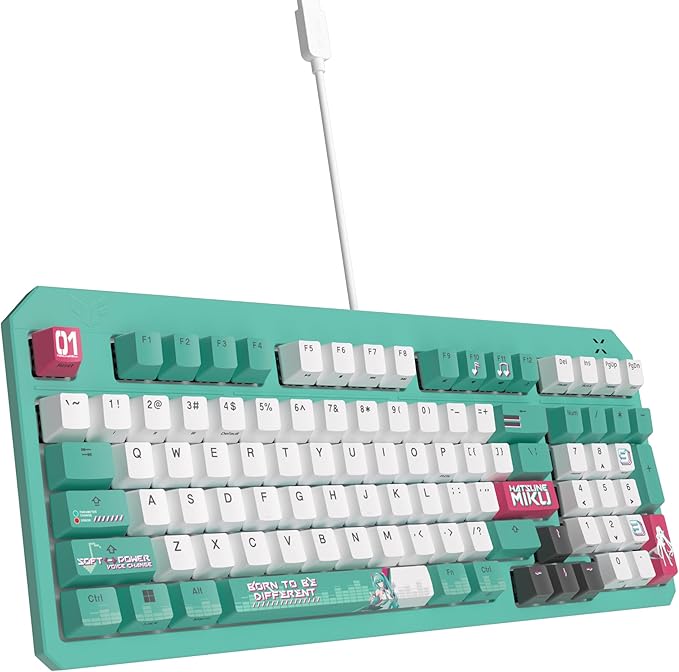 ASUS TUF Gaming K3 Gen II Hatsune Miku Edition Wired USB Gaming Keyboard – 97-Key Compact Layout, Optical-Mechanical RGB Switches, PBT Keycaps, Detachable Top Plate, IP57 Rated, PC/Mac Support - Aqua