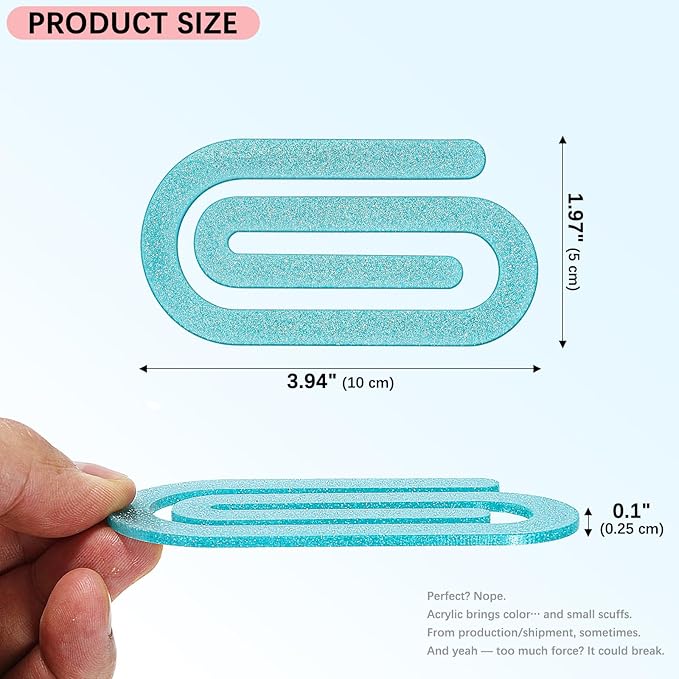 24 Pcs Jumbo Acrylic Paper Clips, 4"x2" Large Plastic Paper Clips, Bright Colors, Classroom & Office Supplies, Back to School Gifts for Students & Teachers, Desk Org & DIY Charms & Accents & Bookmarks