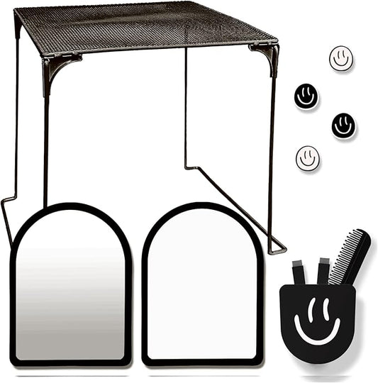 KEYDUACU 11 pcs - Locker Accessories, Locker Decorations Including Mirrors, whiteboards, Magnets and organizing Supplies. Ideal for Back-to-School Essentials and The Office (11 Pcs - Black)