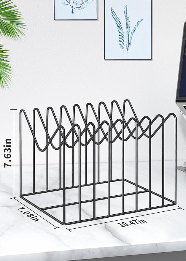 4 Sets Wire File Organizer for Desk,File Folder Holder/Rack/Stand,File Sorter Organizer,Desktop Record/Clipboard Holder,8 Sections Storage,Anti-Scratch/Rusty,Steel Stable Holder,Black