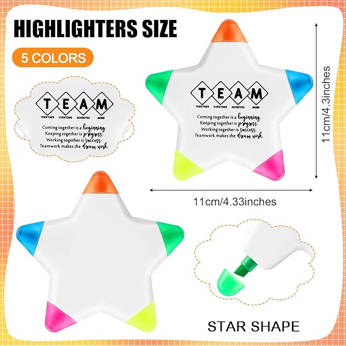 30 Pcs Star Highlighters Team Gifts Inspirational Marker Pens Motivational Fluorescent Thank You Gifts Valentines Employee Appreciation Bulk for Coworkers Office Staff