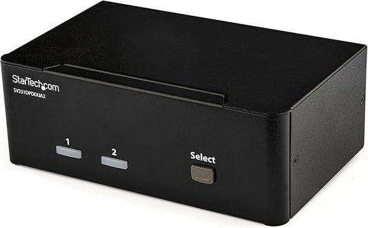 StarTech.com 2-Port DisplayPort KVM Switch - Dual-Monitor - 4K 60 - with Audio & USB Peripheral Support - DP 1.2 - USB Hub, TAA (SV231DPDDUA2)
