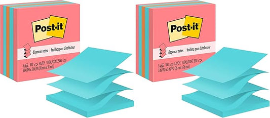 Post-it Pop-up Notes, 3x3 in, 5 Pads, America's #1 Favorite Sticky Notes, Assorted Colors, Clean Removal, Recyclable (3301-5AN) (Pack of 2)