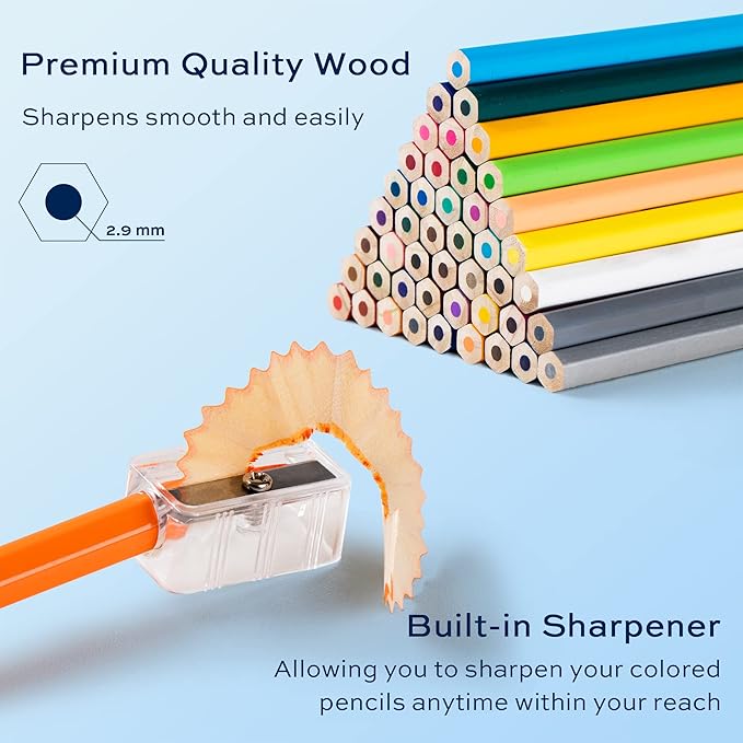 72 Colored Pencils for Adult Coloring Books, Soft Core, Art Drawing Pencils for Artists Beginners, Coloring Pencils Set with Sharpener for Coloring, Sketching, Painting