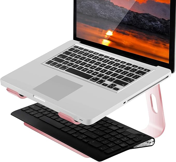 Orionstar Laptop Stand Aluminum Laptop Riser Compatible with Mac MacBook Air Pro 10 to 15.6 Inch Notebook Computer, Ergonomic Elevator Holder (Pink)