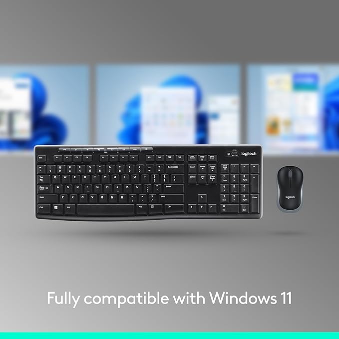 Logitech MK270 Wireless Keyboard and Mouse Combo for Windows, 2.4 GHz Wireless, Compact Mouse, 8 Multimedia and Shortcut Keys, 2-Year Battery Life, for PC, Laptop - White