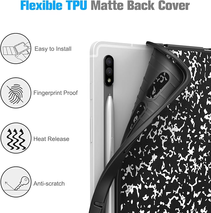Fintie Slim Case for Samsung Galaxy Tab S8 2022/Tab S7 2020 11 Inch (Model SM-X700/X706/T870/T875/T878) with Built-in S Pen Holder, Soft TPU Smart Stand Back Cover Auto Wake/Sleep Feature, Composition