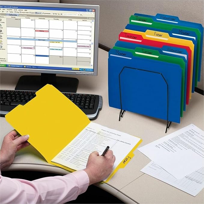 Smead Poly File Folder, 1/3-Cut- Tab Letter Size, Assorted Colors, 24 per Box (10500)