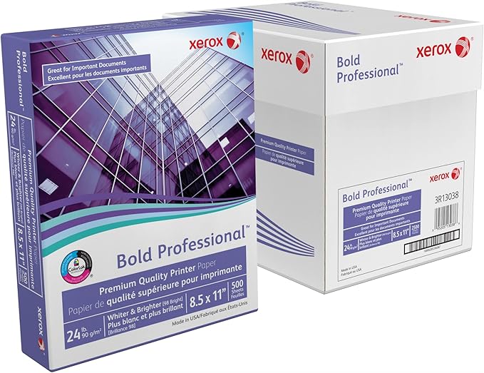 Xerox® Bold Professional Premium Quality Inkjet Or Laser Paper, Letter Size (8 1/2" x 11"), Ream Of 500 sheets, Case of