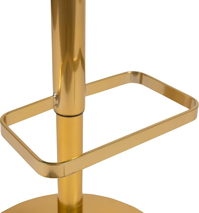 Flash Furniture Erik Comfortable & Stylish Contemporary Barstool with Rounded Mid-Back and Foot Rest, Adjustable Height - White Vinyl with Gold Base, Set of 2