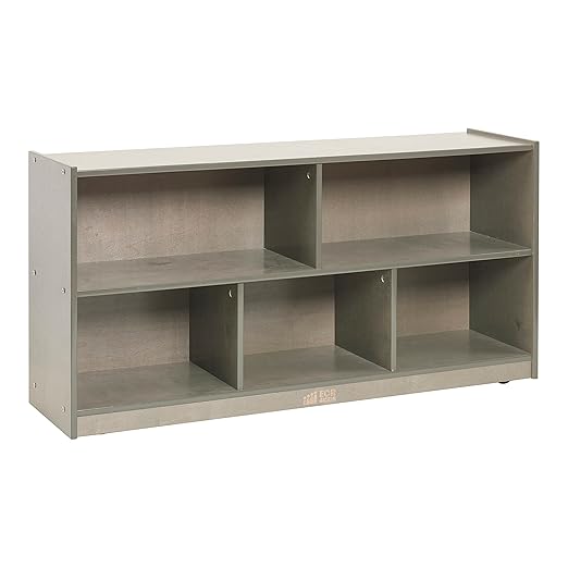 ECR4Kids 5-Compartment Mobile Storage Cabinet, Toddler, Classroom Furniture, Grey Wash