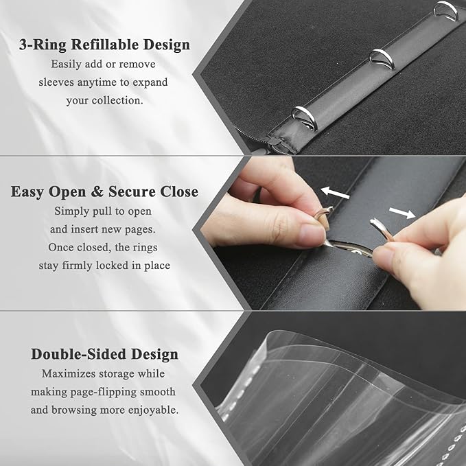 Trading Card Binder 9 Pocket, Toploader Binder with 900-Capacity Double-Sided Sleeves, Top Loader Binder for Cards, Baseball, Football, Sports, MTG, TCG Collector Album.