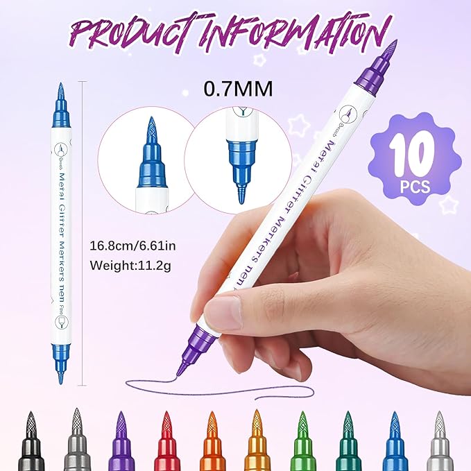 10 Color Nail Art Pens, Double-ended Nail Polish Pens Drawing Painting Point Liner Acrylic Painted Pen Kit, DIY Nails Art Design Manicure Tools Christmas Gifts 2026 Upgrade