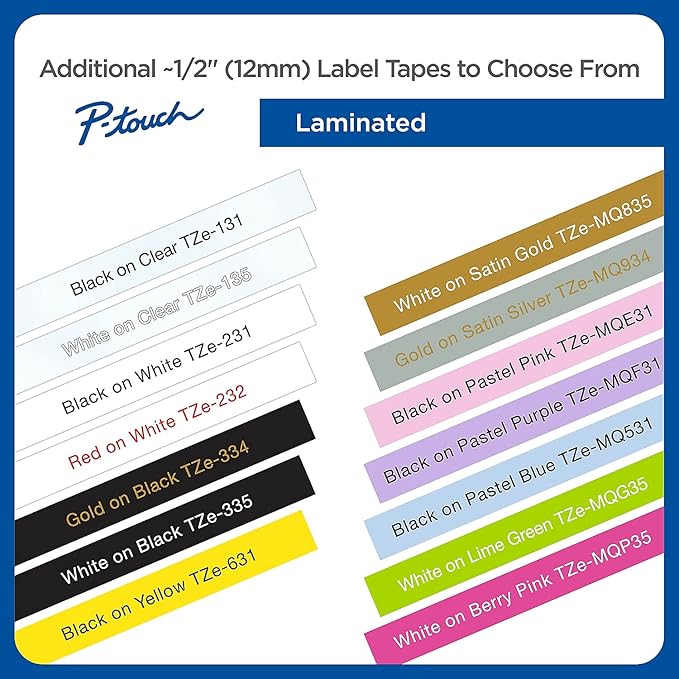 Brother TZE231 Laminated Labeling Tape, for TZ Models, 1/2-Inch, Black/White