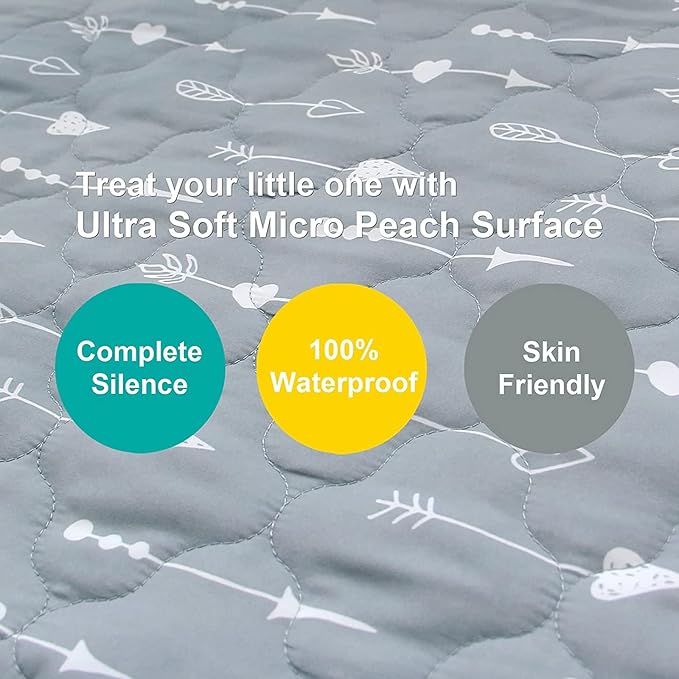 Pack and Play Mattress Protector Sheets Fitted Waterproof Pack and Play Mattress Pad Cover, Compatible with Graco Pack n Play & Dream On Me & Pamo Babe, Playpen/Playard Sheet, Gray Arrow, 39" x 27"