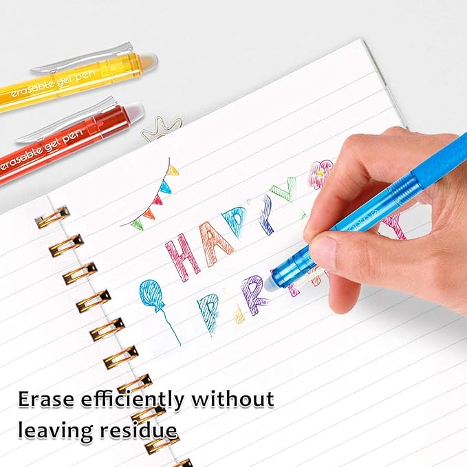 Erasable Gel Pens, 18 Colors Retractable Fine Point Erasable Pens Clicker, Assorted Color Inks, Make Mistakes Disappear for Drawing Writing Planner and Crossword Puzzles