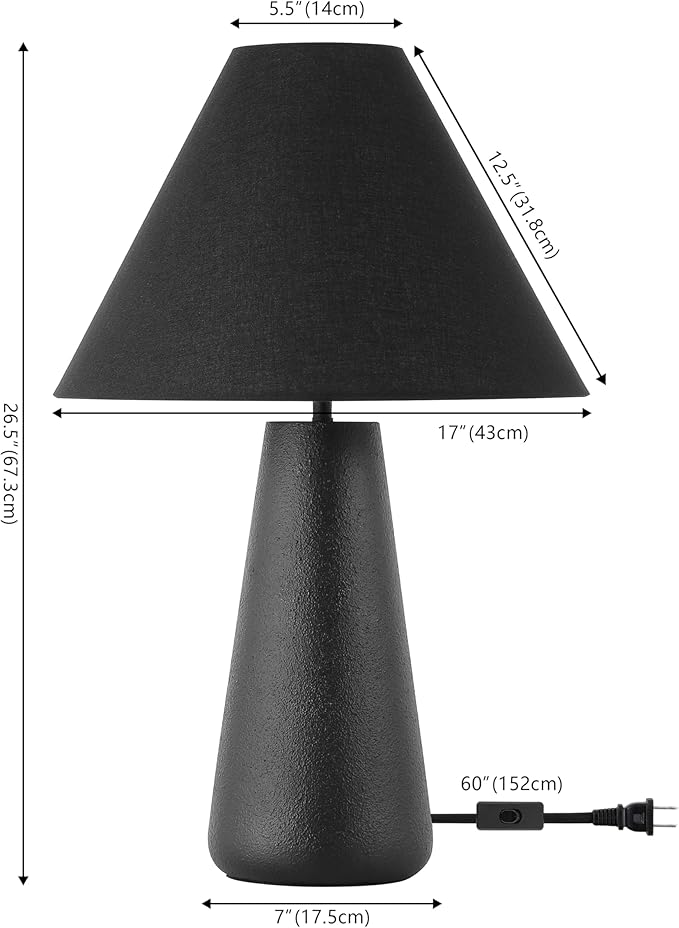 SAFAVIEH Lighting Collection Piper Black Resin 27-inch Table Lamp for Bedroom, Living Room, Home Office, Desk, Nightstand (LED Bulb Included)