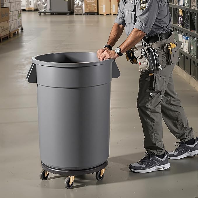 VEVOR Trash Can Dolly, Fit 20, 32, 44, 55 Gallon Containers, 2 Packs Round Trash Can Roller Base with 4 Swivel Wheels, 500lbs Heavy Duty Barrel Dolly, Multi-Functional Rolling Cart