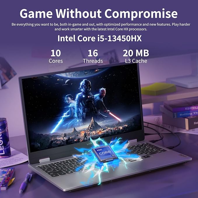 Lenovo LOQ RTX 5050 Pro AI-Gaming PC, 17.3" FHD 165Hz, Intel Core i5-13450HX, NVIDIA GeForce RTX 5050, 16GB DDR5 RAM, 2TB SSD, Backlit KB, Bundle with PCO Notebook Folding Radiator, Laptop Cooler