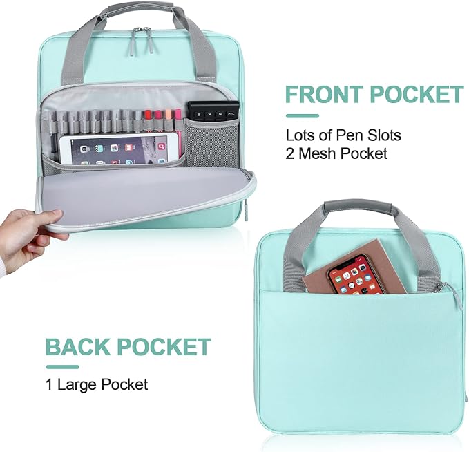 3 Inch D-Ring 3 Ring Zipper Binder, Binder with Strap 700 Sheet Capacity & Multi-Pockets School and Office Organizer, Compatible with 13-Inch MacBook(Patent Design Light Blue)