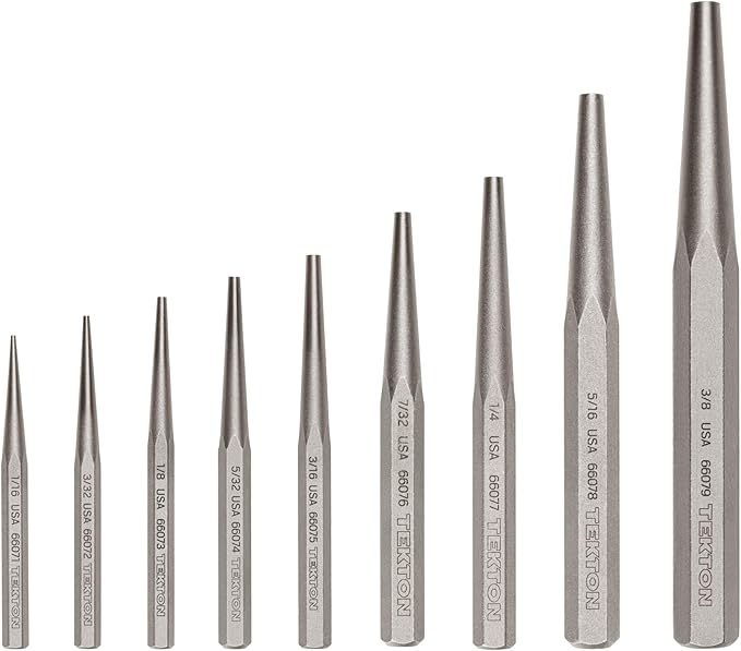 TEKTON Solid Punch Set, 9-Piece (1/6-3/8 in.) | PNC94001 | Made in USA