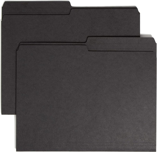 Smead Reversible File Folder, 1/2-Cut Printed Tab, Letter Size, Black, 100 per Box (10364)
