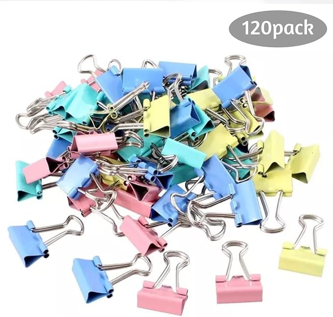 120 Pack Binder Clips 0.75 Inch, Small Paper Clamps, Assorted Color Mini Clips for Office Supplies, Home, School and Business
