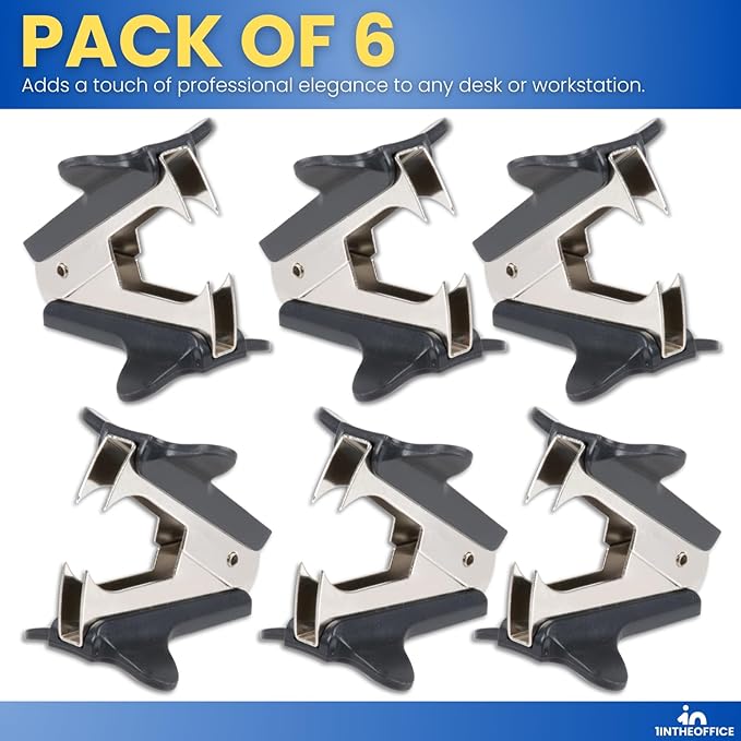 1InTheOffice Staple Remover, Claw Staple Remover, Staple Remover Tool, Black, 6 Pack