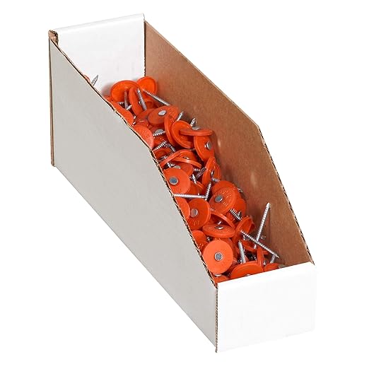Top Pack Supply Open Top Bin Boxes, 3" x 18" x 4 1/2", White (Pack of 25)
