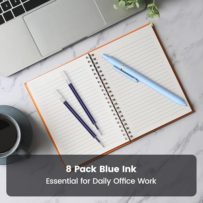 8Pcs Blue Gel Pens - 0.7mm Blue Ink Pens Medium Point | Smooth Writing - Quick Drying Retractable Pen for Men Women (Morandi - 8Pcs)