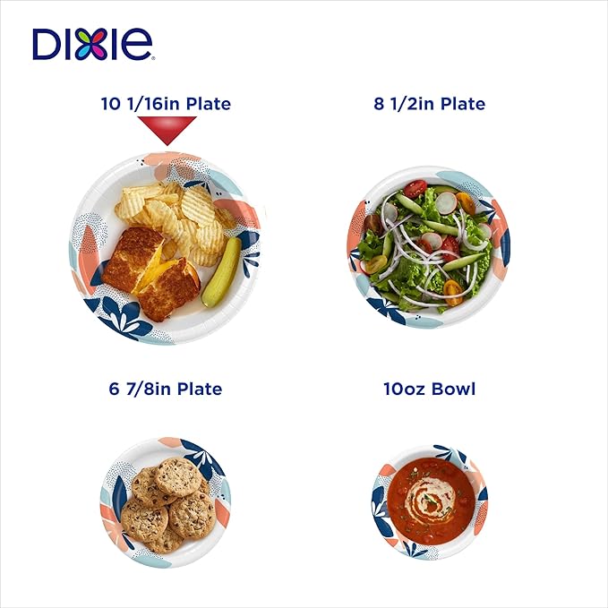 Dixie Paper Plates, 10 Inch, 86 Count Pack of 2 | 2X Stronger | Microwave-Safe | Soak-Proof | Cut Resistant