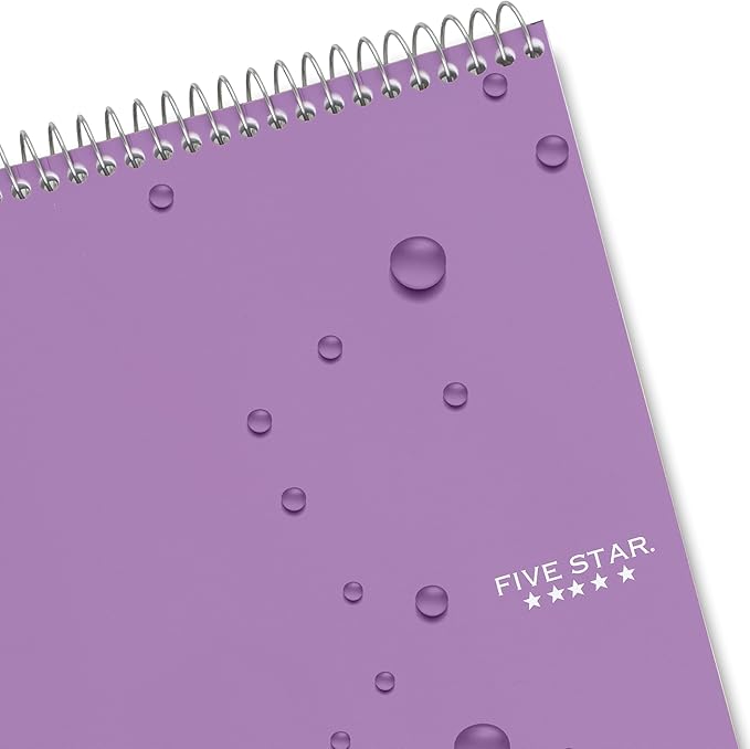 Five Star Top Spiral Notebook + Study App, 1 Subject, College Ruled Notepad, 8-1/2" x 11", 100 Sheets, Fights Ink Bleed, Water Resistant Cover, Amethyst Purple (820058B-ECM)