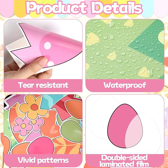 Easter Bulletin Board Decoration Set Easter Egg Paper DIY Photo Craft Cutouts Our Class is Egg-Cellent Spring Classroom Decoration for Holiday Party Teacher School Home Office Chalkboard Wall Decor