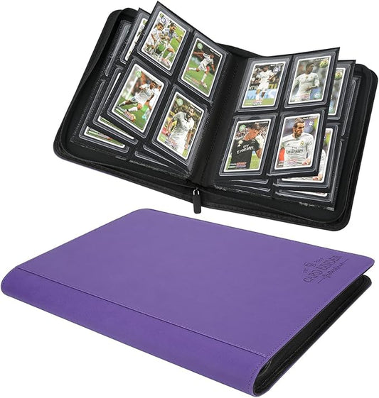 Toploader Binder,Toploader Hard Cases, 4-Pocket Pages Sleeves Hold up 128 Cards.Toploader Card Binder with Sleeves for “3×4” rigid，Card Holder(purple)