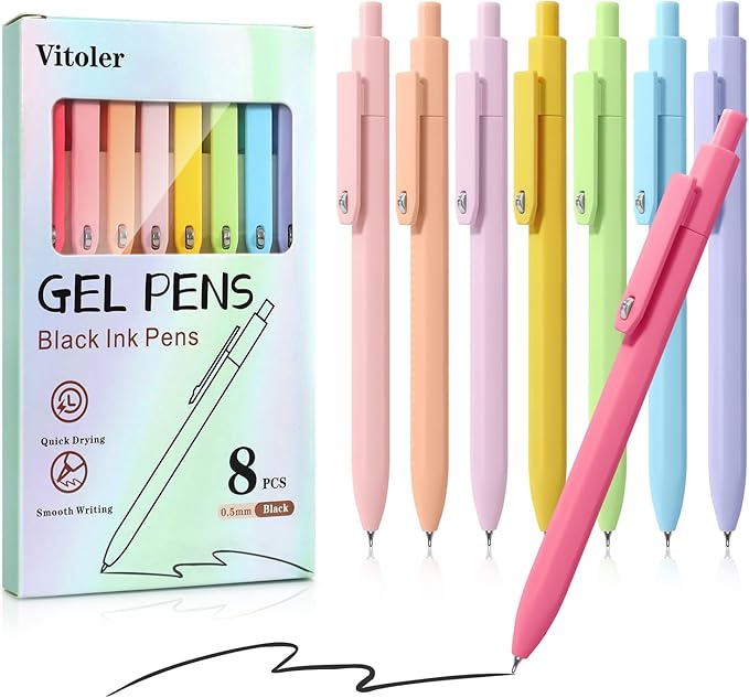 Gel Pens, 0.5mm Quick Dry Black Ink Fine Point Smooth Writing Pens for Office School Supplies Stocking Stuffers for Women Girls Nurse Teacher